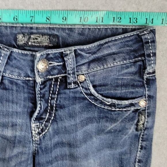 Silver Jeans Womens Size 26 Suki Mid Capri Distressed Embellished - Picture 13 of 16